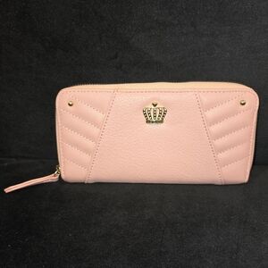 Juicy Couture Pink Quilted Wallet with Gold Crown